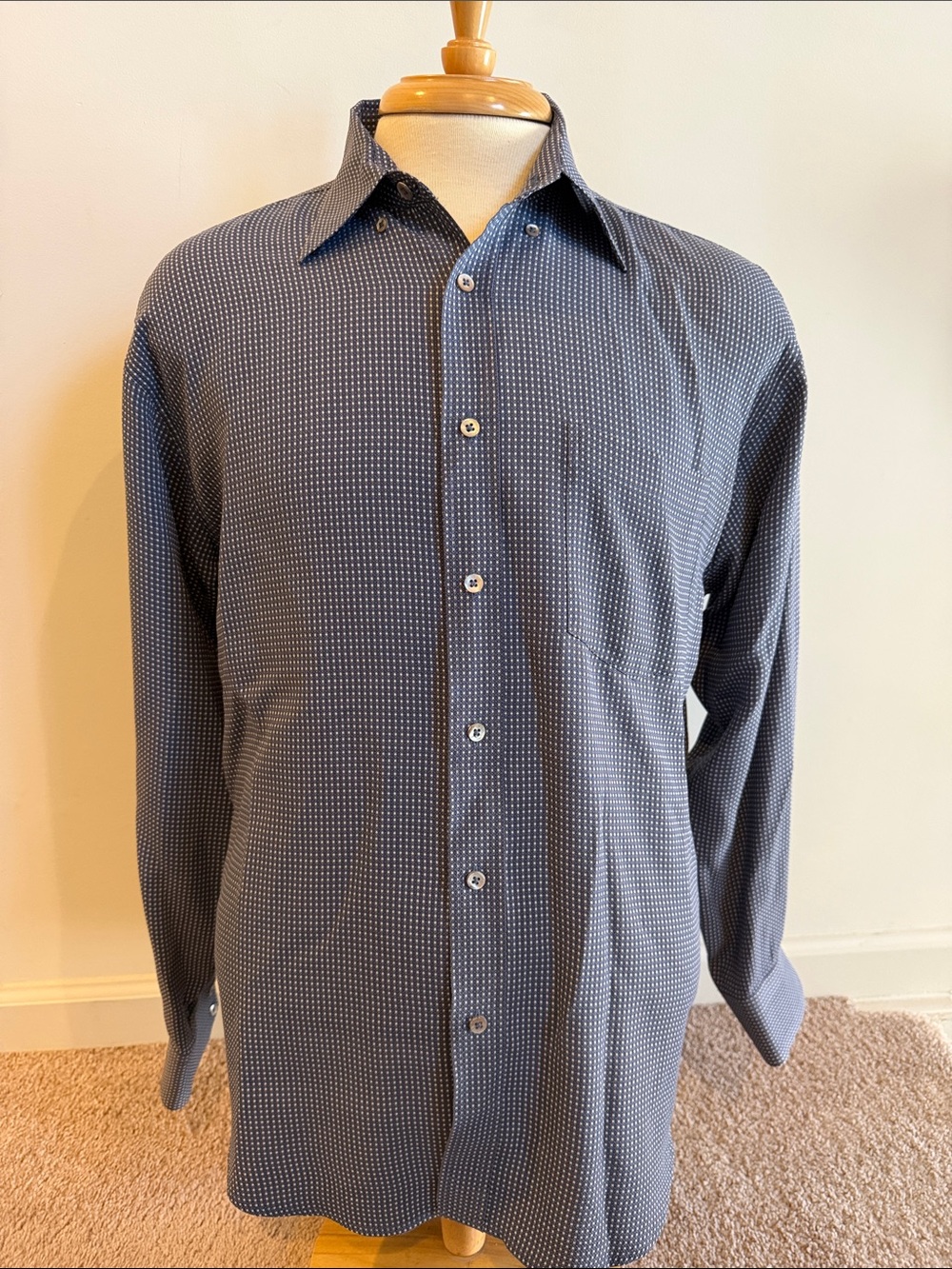 Bugatchi Slim-Fit Navy Microdot Dress Shirt
